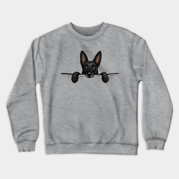 Black German Shepherd Dog Peeking Crewneck Sweatshirt by Coffee Squirrel